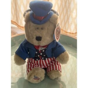 Vintage 2002 Starbucks Barista Bear 20th Edition Uncle Sam Fourth of July Plush